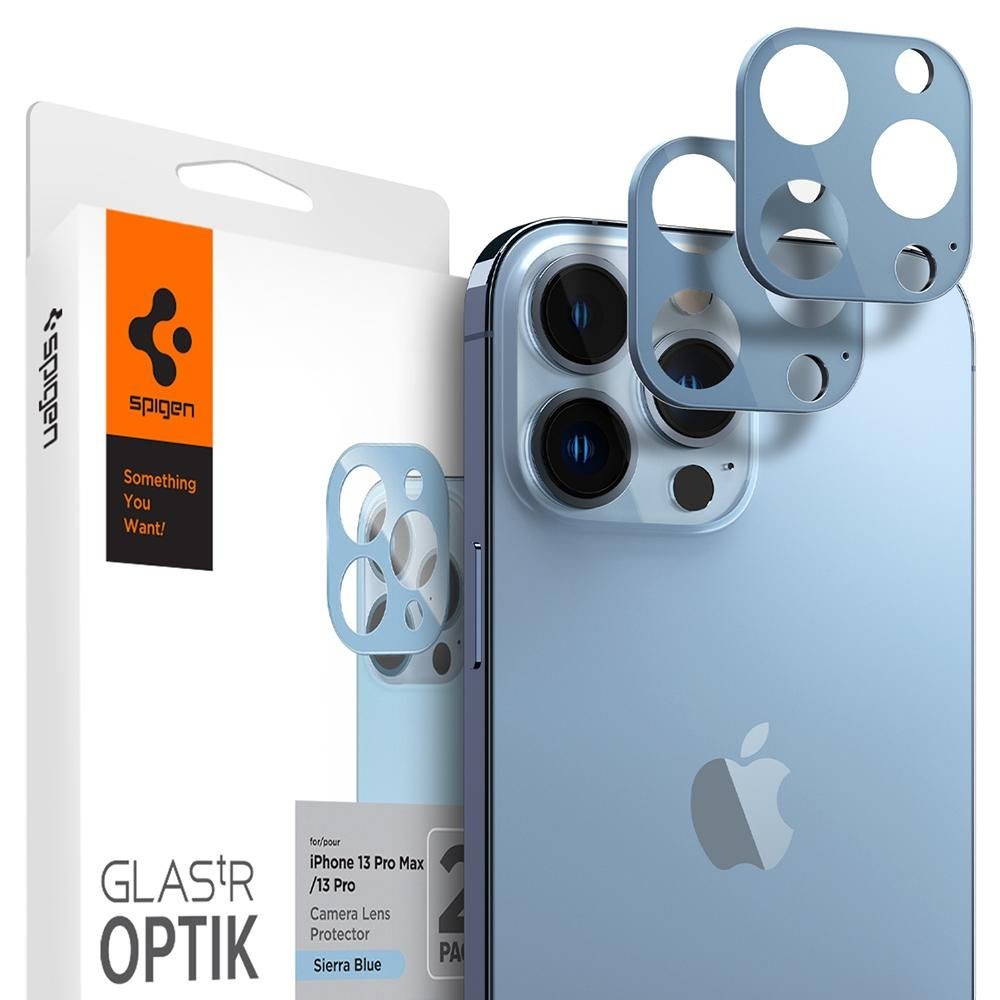 2PACK SET OCHRANNÝCH SKIEL NA KAMERU SPIGEN OPTIK.TR CAMERA PROTECTOR 2-PACK iPhone 13 Pro / 13 Pro Max SIERRA BLUE