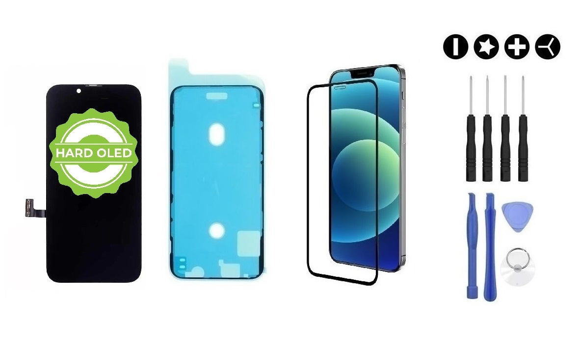 MULTIPACK - OLED displej pre iPhone 13 Pro + lepka pod displej + ochranné sklo + sada náradia