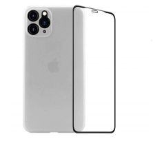 2PACK - 3D ochranné sklo + biely matný ultratenký kryt pre iPhone 11 Pro