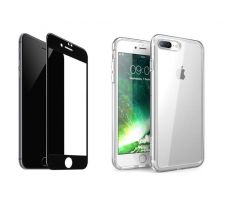 2PACK - 3D čierne ochranné sklo + transparentný kryt pre iPhone 7 Plus/8 Plus 