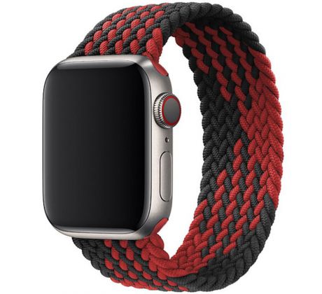 Remienok pre Apple Watch (42/44/45mm) Elastic Nylon, veľkosť 150-165mm - Black Red