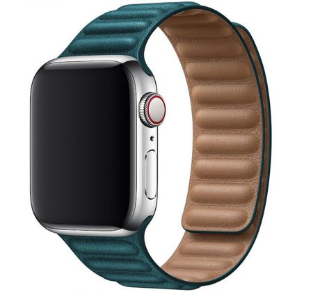 Koženkový remienok Leather Link pre Apple Watch (42/44/45mm) Malachite Green