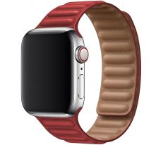Koženkový remienok Leather Link pre Apple Watch (38/40/41mm) Dark Red