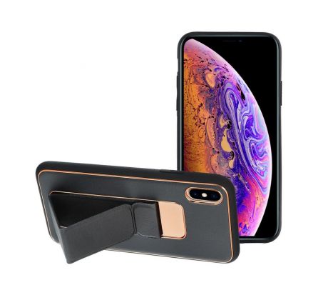 Forcell LEATHER Case Kickstand  iPhone X čierny
