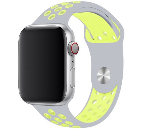 Remienok pre Apple Watch (38/40/41mm) Sport, grey-yellow (veľkosť S)