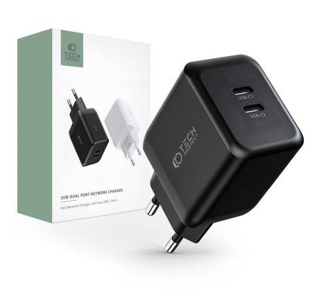 SIEŤOVÁ NABÍJAČKA NA MOBIL A TABLET TECH-PROTECT C35W 2-PORT NETWORK CHARGER PD35W BLACK