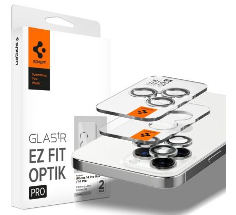 2PACK SET OCHRANNÝCH SKIEL NA KAMERU SPIGEN OPTIK.TR ”EZ FIT” CAMERA PROTECTOR 2-PACK iPhone 14 Pro / 14 Pro Max SILVER