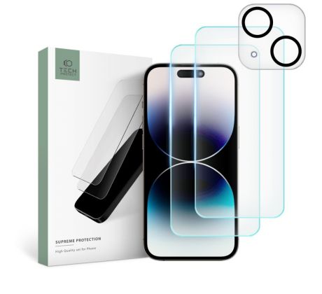 3PACK OCHRANNÝCH SKIEL TECH-PROTECT SUPREME SET iPhone 15 CLEAR