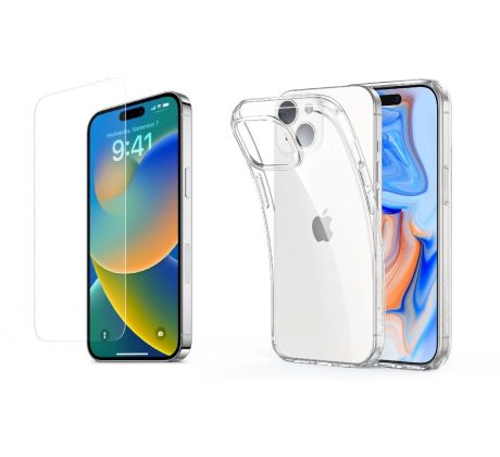 2PACK - Ochranné tvrdené sklo + transparentný kryt pre iPhone 15 