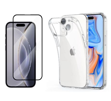 2PACK - 3D Ochranné tvrdené sklo + transparentný kryt pre iPhone 15 Plus 