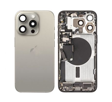 Apple iPhone 15 Pro Max - Zadný housing s predinštalovanými dielmi (Natural Titanium)