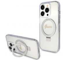 Original   GUESS GUHMP15XHRSGSD  iPhone 15 Pro Max (Compatible with Magsafe / Glitter Script Logo / Ring stand /  priesvitný)