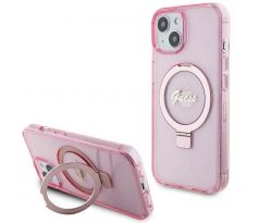 Original   GUESS GUHMP15SHRSGSP  iPhone 15 Plus (Compatible with Magsafe / Glitter Script Logo / Ring stand / ružový)