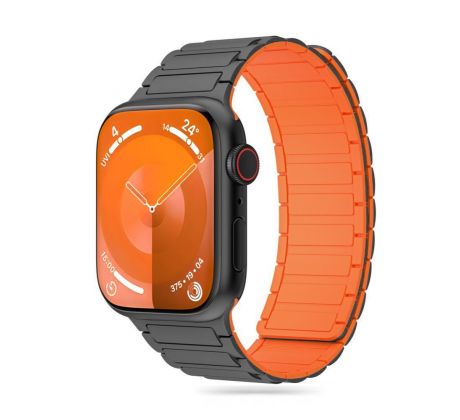 REMIENOK TECH-PROTECT ICONBAND MAGNETIC APPLE WATCH 4 / 5 / 6 / 7 / 8 / 9 / SE / ULTRA 1 / 2 (42 / 44 / 45 / 49 mm) TITANIUM/ORANGE