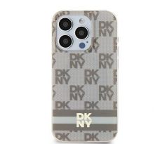 DKNY   iPhone 15 s MagSafe DKHMP15SHCPTSE (DKNY HC MagSafe PC TPU Checkecervený Pattern W/Printed Stripes) beige