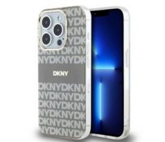 DKNY   iPhone 15 Pro s MagSafe DKHMP15LHRHSEE (DKNY HC MagSafe PC TPU Repeat Texture Pattern W/ Stripe) beige