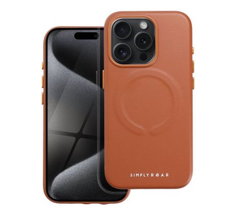 Roar Kožený kryt Mag Case -  iPhone 15 Pro  Brown