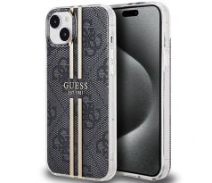 Original   GUESS GUHCP15SH4PSEGK  iPhone 15 (4G Gold  Stripe / cierny)