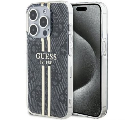 Original   GUESS GUHCP15LH4PSEGK  iPhone 15 Pro (4G Gold  Stripe / cierny)