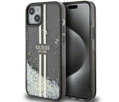 Original   GUESS GUHCP15SLFCSEGK  iPhone 15 (Liquid Glitter Gold Stripes / cierny)