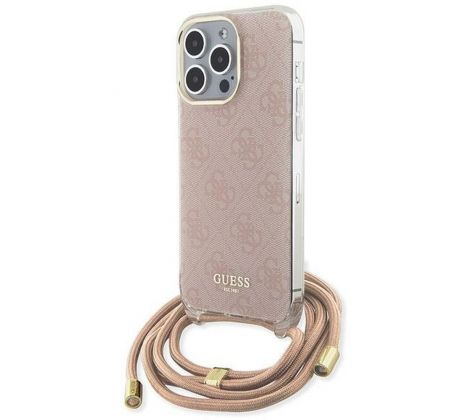 Original   GUESS GUHCP15LHC4SEP  iPhone 15 Pro (Crossbody Cord 4G Print / ružový)