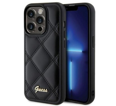 Original   GUESS GUHCP15LPSQSQSK  iPhone 15 Pro (Quilted Metal Logo / cierny)