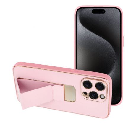 LEATHER Case Kickstand  iPhone 15 Pro Max  ružový