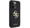 GUESS   iPhone 15 Pro GUHCP15LPSP4LGK (Kožený kryt Perated 4G Glitter Logo) cierny