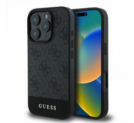 GUESS   iPhone 16 Pro Max GUHCP16XG4GLGR (PC/TPU 4G PU Bottom Stripe) šedý