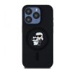 KARL LAGERFELD   iPhone 15 Pro s MagSafe KLHMP15LSCMKCRHK (Silicone KC Body Ring) cierny