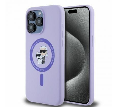 KARL LAGERFELD   iPhone 15 Pro Max s MagSafe KLHMP15XSCMKCRHU (Silicone KC Body Ring) fialový