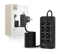 NAPÁJACIA LIŠTA TECH-PROTECT PC6X6 POWER STRIP 3 USB & 3 TYPE-C & 6 SOCKET 200CM BLACK