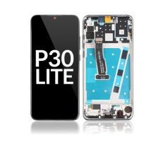 LCD displej + dotyková plocha pre Huawei P30 Lite, s rámom - biely, 48MPX verzia (MAR-LX1A, MAR-L21A)