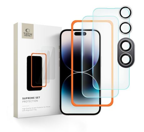 3PACK SET OCHRANNÝCH TVRDENÝCH SKIEL TECH-PROTECT SUPREME SET 3-PACK iPhone 16 CLEAR