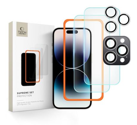 3PACK SET OCHRANNÝCH TVRDENÝCH SKIEL TECH-PROTECT SUPREME SET 3-PACK iPhone 16 Pro CLEAR