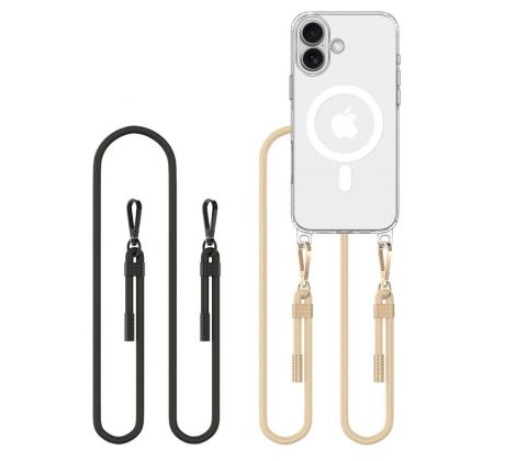 KRYT SO ŠNÚRKOU NA TELEFON/POPRUH NA TELO TECH-PROTECT FLEXAir CHAIN MAGSAFE iPhone 16 BLACK & TAUPE