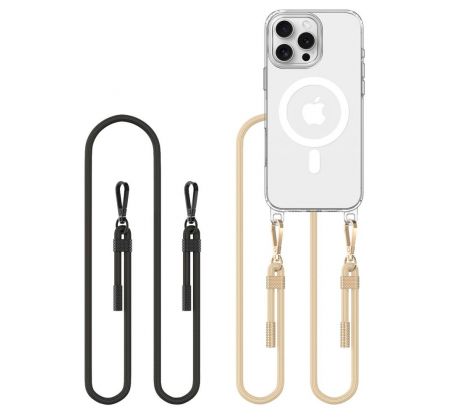 KRYT SO ŠNÚRKOU NA TELEFON/POPRUH NA TELO TECH-PROTECT FLEXAir CHAIN MAGSAFE iPhone 16 Pro BLACK & TAUPE