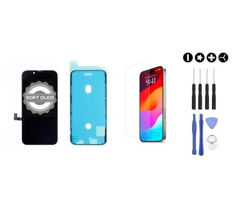 MULTIPACK - GX SOFT OLED displej pre iPhone 14 Pro + lepka pod displej + 3D ochranné sklo + sada náradia