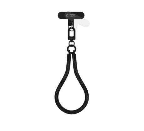 POPRUH NA RUKU/ŠNÚRKA NA TELEFON TECH-PROTECT C3S ROPE WRIST STRAP BLACK/BLACK