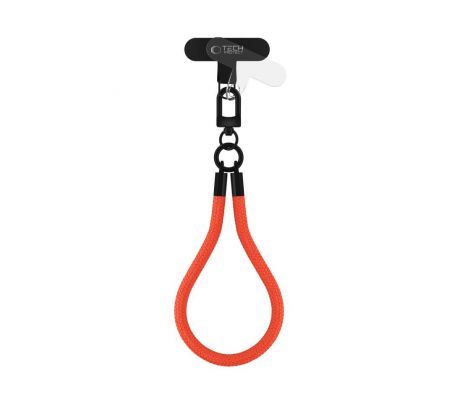 POPRUH NA RUKU/ŠNÚRKA NA TELEFON TECH-PROTECT C3S ROPE WRIST STRAP NEON ORANGE/BLACK