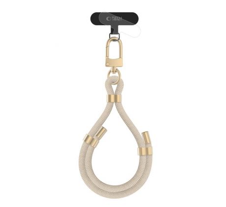 POPRUH NA RUKU/ŠNÚRKA NA TELEFON TECH-PROTECT C4S ROPE WRIST STRAP BEIGE/GOLD