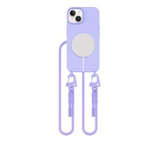 KRYT SO ŠNÚRKOU/POPRUH NA RAMENO/CEZ TELO TECH-PROTECT MAGNECKLACE MAGSAFE iPhone 15 LAVENDER