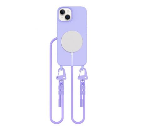 KRYT SO ŠNÚRKOU/POPRUH NA RAMENO/CEZ TELO TECH-PROTECT MAGNECKLACE MAGSAFE iPhone 15 LAVENDER