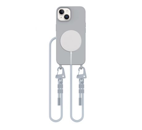 KRYT SO ŠNÚRKOU/POPRUH NA RAMENO/CEZ TELO TECH-PROTECT MAGNECKLACE MAGSAFE iPhone 15 CRAYON GREY