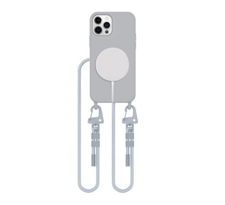 KRYT SO ŠNÚRKOU/POPRUH NA RAMENO/CEZ TELO TECH-PROTECT MAGNECKLACE MAGSAFE iPhone 12 / 12 Pro CRAYON GREY