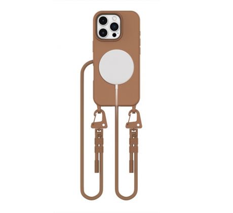 KRYT SO ŠNÚRKOU/POPRUH NA TELO TECH-PROTECT MAGNECKLACE MAGSAFE iPhone 16 Pro CHOCOLATE BROWN