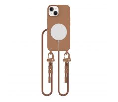 KRYT SO ŠNÚRKOU/POPRUH NA TELO TECH-PROTECT MAGNECKLACE MAGSAFE iPhone 15 CHOCOLATE BROWN