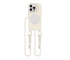 KRYT SO ŠNÚRKOU/POPRUH NA TELO TECH-PROTECT MAGNECKLACE MAGSAFE iPhone 15 Pro COSMIC LATTE