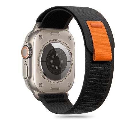 REMIENOK TECH-PROTECT NYLON STRIPE APPLE WATCH 6 / 7 / 8 / 9 / 10 / SE / ULTRA 1 / 2 (44 / 45 / 46 / 49 mm) BLACK/ORANGE