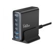 TECH-PROTECT DC140W-GAN 5-PORT DESKTOP CHARGER PD140W/QC3.0 BLACK